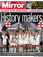 Daily Mirror () Newspaper Front Page for 1 August 2022