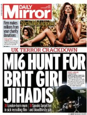 Daily Mirror () Newspaper Front Page for 1 September 2014