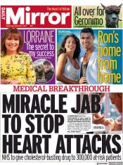 Daily Mirror () Newspaper Front Page for 1 September 2021