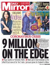 Daily Mirror () Newspaper Front Page for 20 October 2020