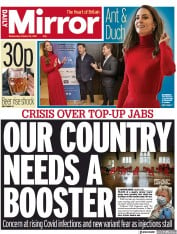 Daily Mirror () Newspaper Front Page for 20 October 2021