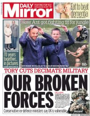 Daily Mirror () Newspaper Front Page for 20 November 2017