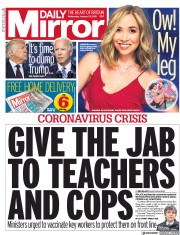 Daily Mirror () Newspaper Front Page for 20 January 2021