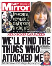 Daily Mirror () Newspaper Front Page for 20 February 2017