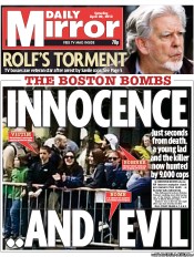 Daily Mirror () Newspaper Front Page for 20 April 2013