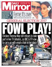 Daily Mirror () Newspaper Front Page for 20 April 2017