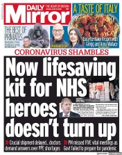 Daily Mirror () Newspaper Front Page for 20 April 2020