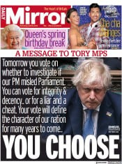 Daily Mirror () Newspaper Front Page for 20 April 2022
