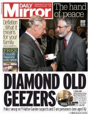 Daily Mirror () Newspaper Front Page for 20 May 2015
