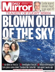 Daily Mirror () Newspaper Front Page for 20 May 2016