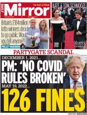 Daily Mirror () Newspaper Front Page for 20 May 2022