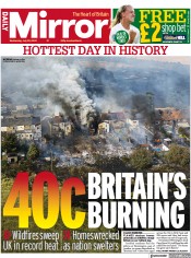 Daily Mirror () Newspaper Front Page for 20 July 2022