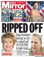 Daily Mirror () Newspaper Front Page for 20 August 2016