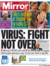Daily Mirror () Newspaper Front Page for 21 October 2021