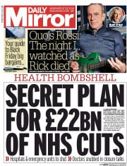 Daily Mirror () Newspaper Front Page for 21 November 2016