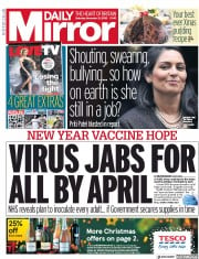 Daily Mirror () Newspaper Front Page for 21 November 2020