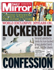 Daily Mirror () Newspaper Front Page for 21 December 2018