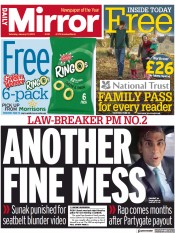 Daily Mirror () Newspaper Front Page for 21 January 2023