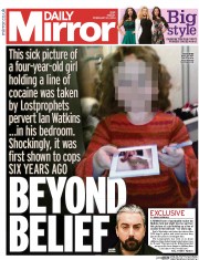 Daily Mirror () Newspaper Front Page for 21 February 2014