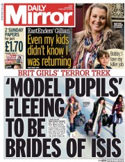 Daily Mirror () Newspaper Front Page for 21 February 2015