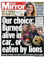 Daily Mirror () Newspaper Front Page for 21 April 2014