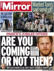 Daily Mirror () Newspaper Front Page for 21 April 2022