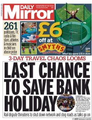Daily Mirror () Newspaper Front Page for 21 May 2015