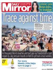 Daily Mirror () Newspaper Front Page for 21 May 2020