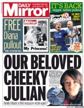 Daily Mirror () Newspaper Front Page for 21 August 2017