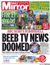 Daily Mirror () Newspaper Front Page for 21 August 2020
