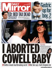 Daily Mirror () Newspaper Front Page for 21 September 2013