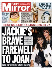 Daily Mirror () Newspaper Front Page for 21 September 2015