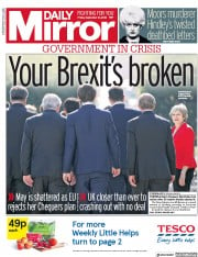 Daily Mirror () Newspaper Front Page for 21 September 2018