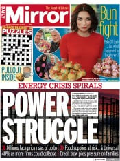 Daily Mirror () Newspaper Front Page for 21 September 2021