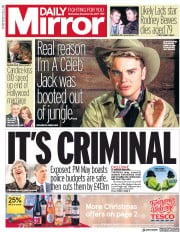 Daily Mirror () Newspaper Front Page for 22 November 2017