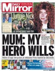 Daily Mirror () Newspaper Front Page for 22 November 2018