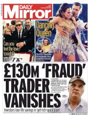 Daily Mirror () Newspaper Front Page for 22 December 2014