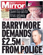 Daily Mirror () Newspaper Front Page for 22 December 2016