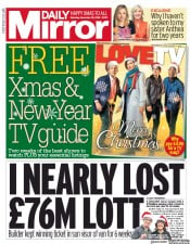 Daily Mirror () Newspaper Front Page for 22 December 2018