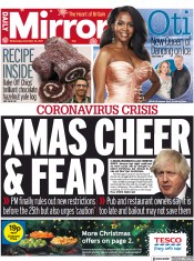 Daily Mirror () Newspaper Front Page for 22 December 2021