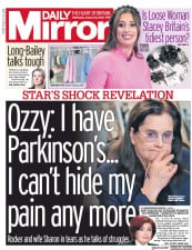 Daily Mirror () Newspaper Front Page for 22 January 2020