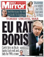 Daily Mirror () Newspaper Front Page for 22 February 2016