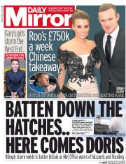 Daily Mirror () Newspaper Front Page for 22 February 2017