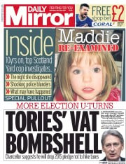 Daily Mirror () Newspaper Front Page for 22 April 2017