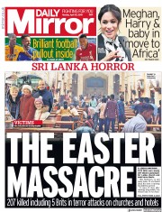 Daily Mirror () Newspaper Front Page for 22 April 2019