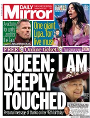 Daily Mirror () Newspaper Front Page for 22 April 2021
