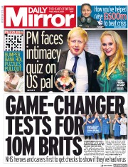 Daily Mirror () Newspaper Front Page for 22 May 2020