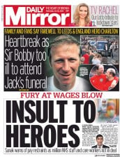 Daily Mirror () Newspaper Front Page for 22 July 2020