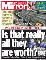 Daily Mirror () Newspaper Front Page for 22 July 2021