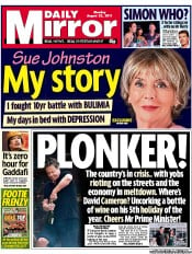 Daily Mirror () Newspaper Front Page for 22 August 2011